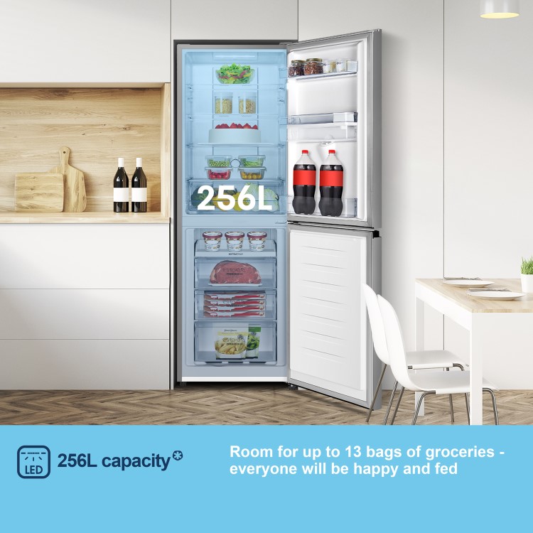 Fridgemaster 256 Litre 50/50 Freestanding Fridge Freezer - Silver