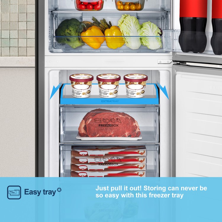 Fridgemaster 256 Litre 50/50 Freestanding Fridge Freezer - Silver