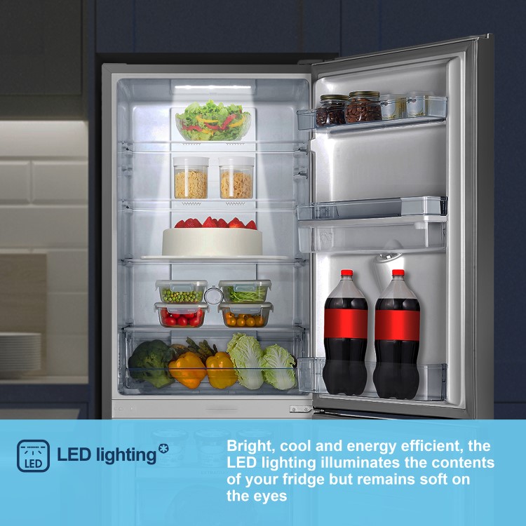 Fridgemaster 256 Litre 50/50 Freestanding Fridge Freezer - Silver