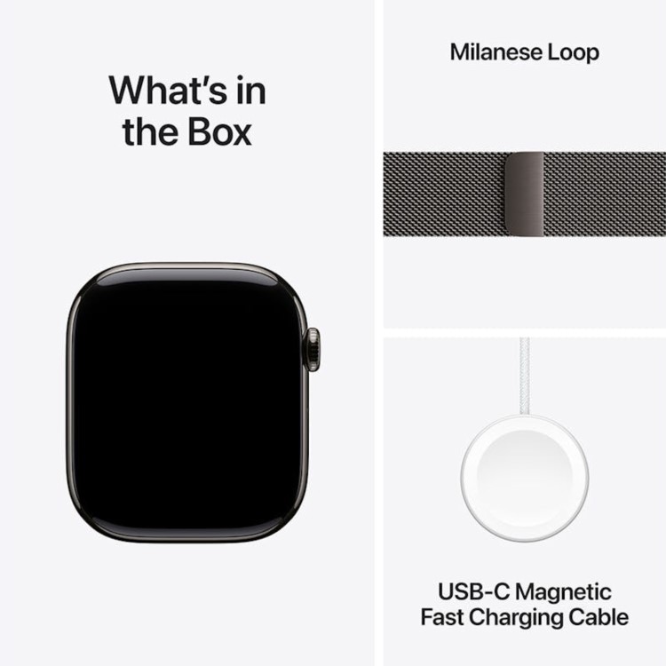 Apple Watch Series 10 GPS + Cellular 46mm Slate Titanium Case with Slate Milanese Loop - S/M