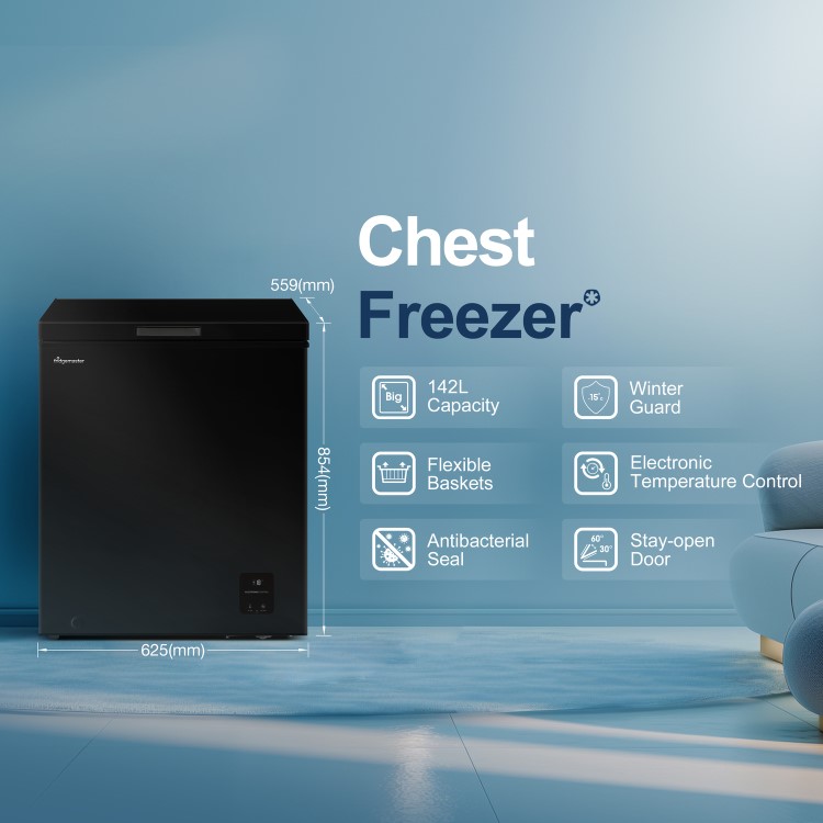 Refurbished Fridgemaster 142 Litre Chest Freezer - Black