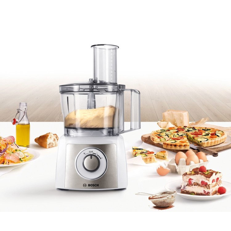 Bosch MCM3500MGB Food Processor 800W - White And Brushed Stainless Steel