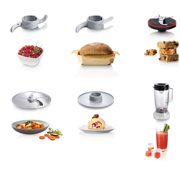 Bosch MCM3500MGB Food Processor 800W - White And Brushed Stainless Steel