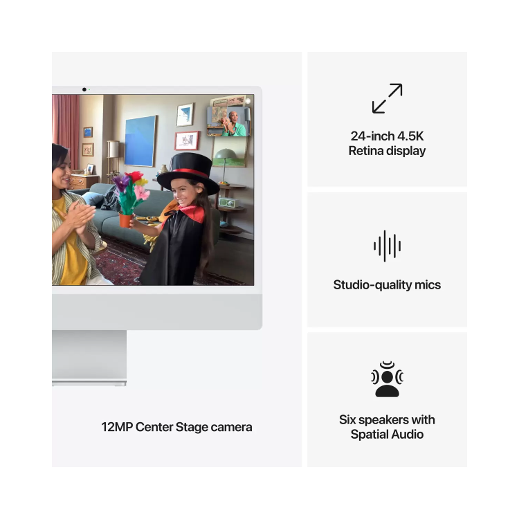 Apple iMac 2024 M4 10-Core 24GB RAM 512GB SSD 24 Inch 4.5K All-in-One PC - Silver