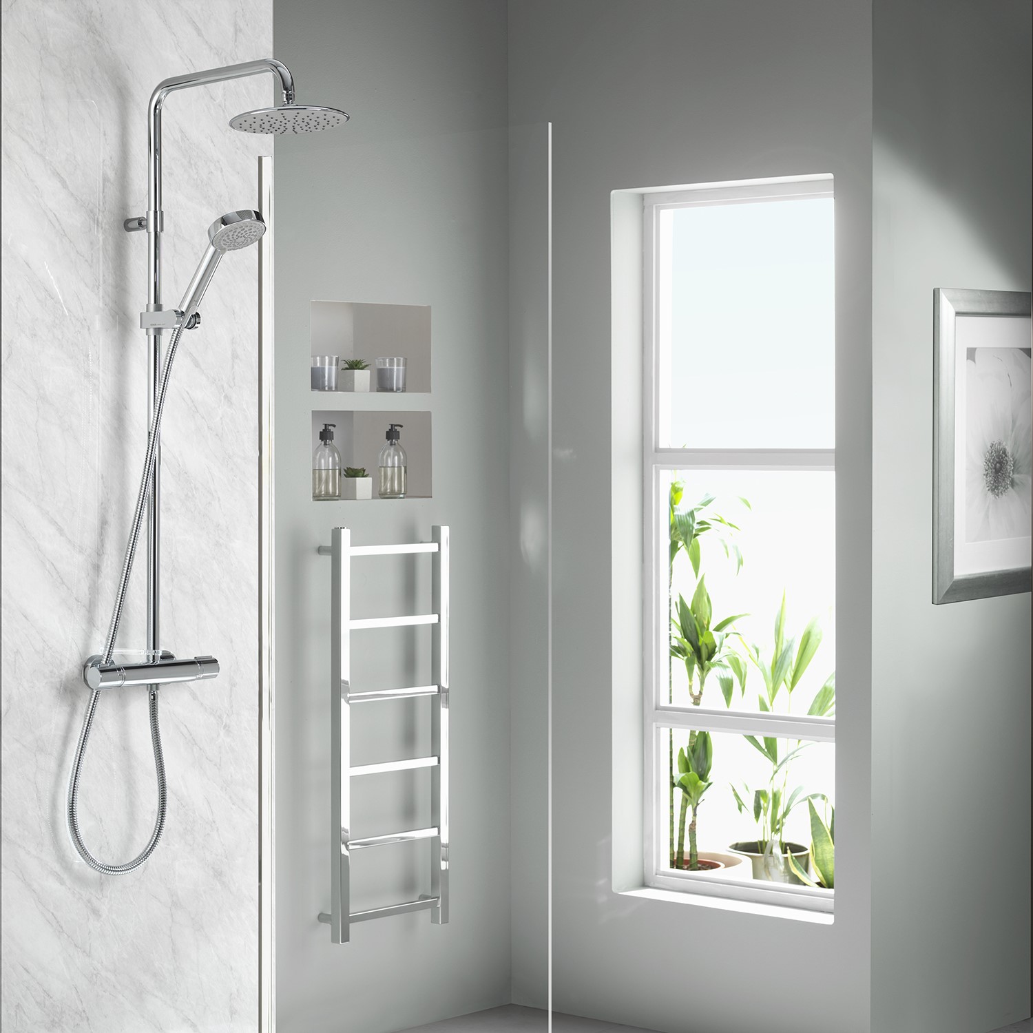 Midas Mixer Shower with Dual Shower Head gray