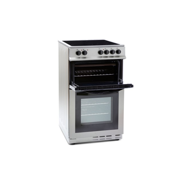 Montpellier MDC500FS 50cm Double Oven Cooker With Ceramic Hob - Silver