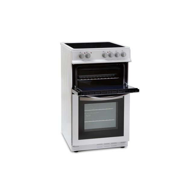 Montpellier MDC500FW 50cm Double Oven Cooker With Ceramic Hob - White
