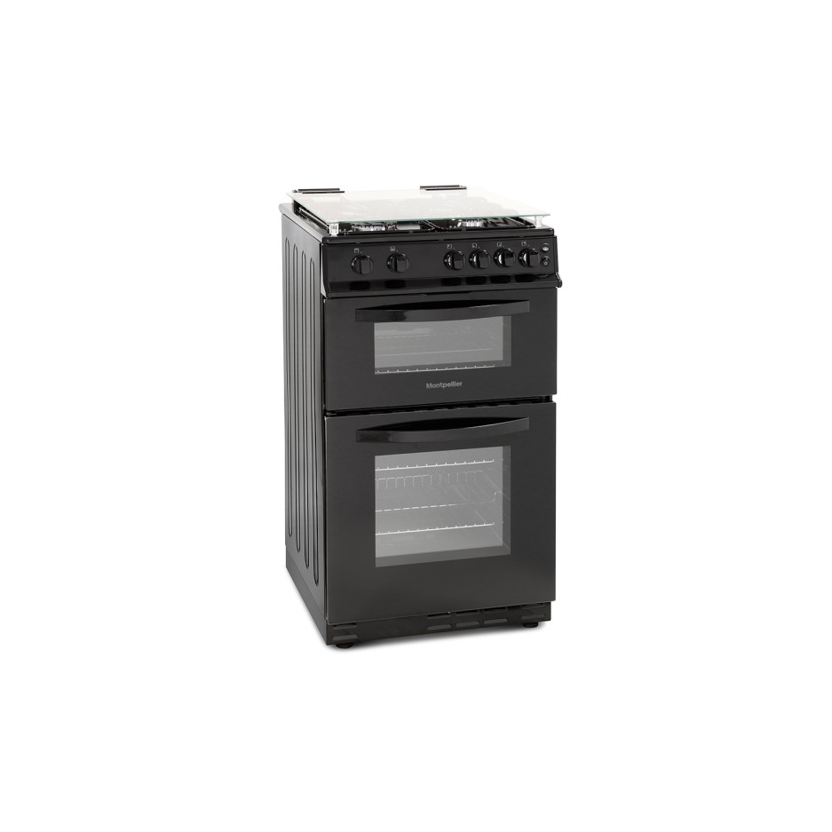 Montpellier MDG500LK 50cm Double Oven Gas Cooker With Lid Black LPG