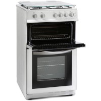 GRADE A2 - Montpellier MDG500LW 50cm Double Oven Gas Cooker With Lid White - LPG Jets Included