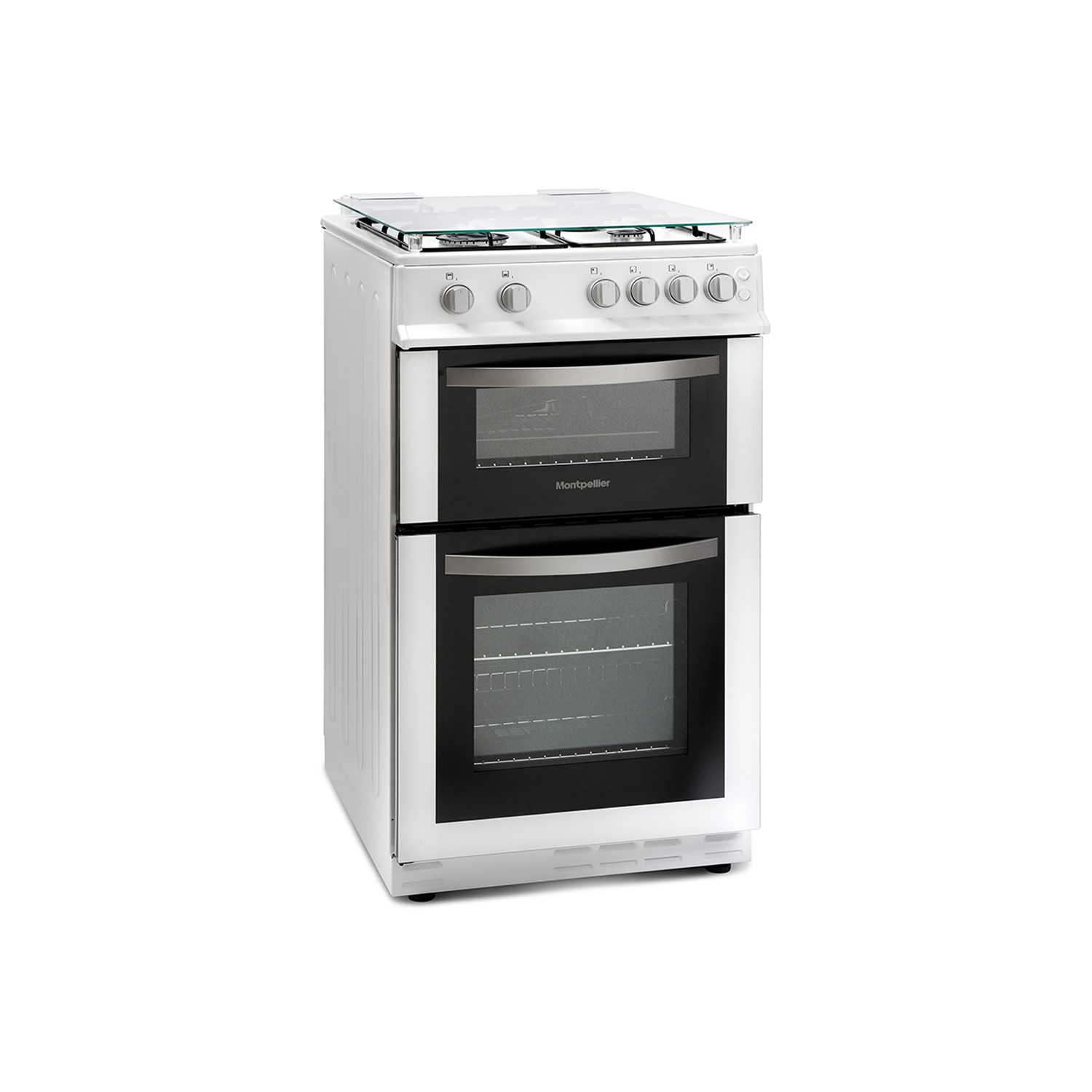 Montpellier Mdg500lw 50cm Double Oven Gas Cooker With Lid White
