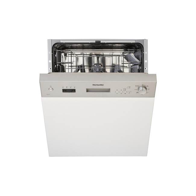 GRADE A2 - Montpellier MDI650X 12 Place Semi Integrated Dishwasher - Stainless Steel Control Panel