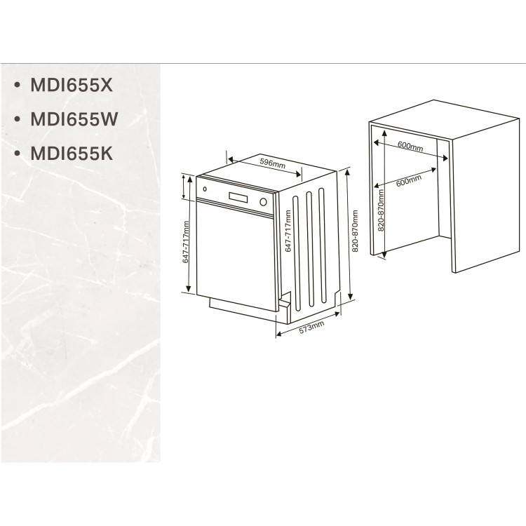 Montpellier MDI655 Semi-Integrated Dishwasher - Silver control panel