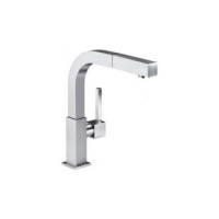 Smeg MDQ5-IS2 Square Spout Single Lever Mixer Tap With Pull-out Spray - Brushed Stainless Steel Effect