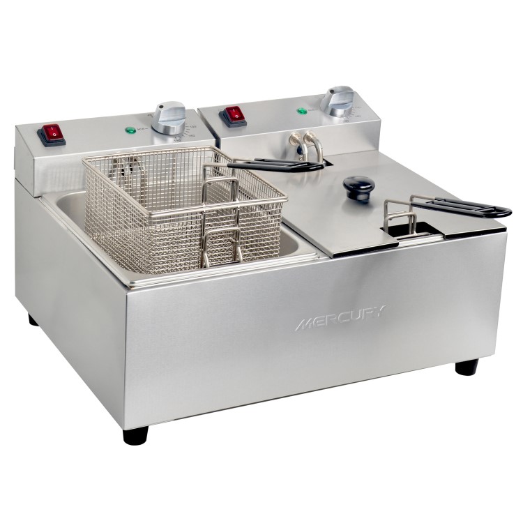 Mercury MEF-L5-DA-2 Countertop Electric Fryer Twin Tank Twin Basket 2 x 5 Ltr Plug In