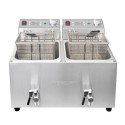 MEF-L8-DAT Mercury Twin Tank 2 x 8ltr Commercial Countertop Electric Fryer With Digital Timer And Drain Taps 13 Amp. MEF-L8-DAT