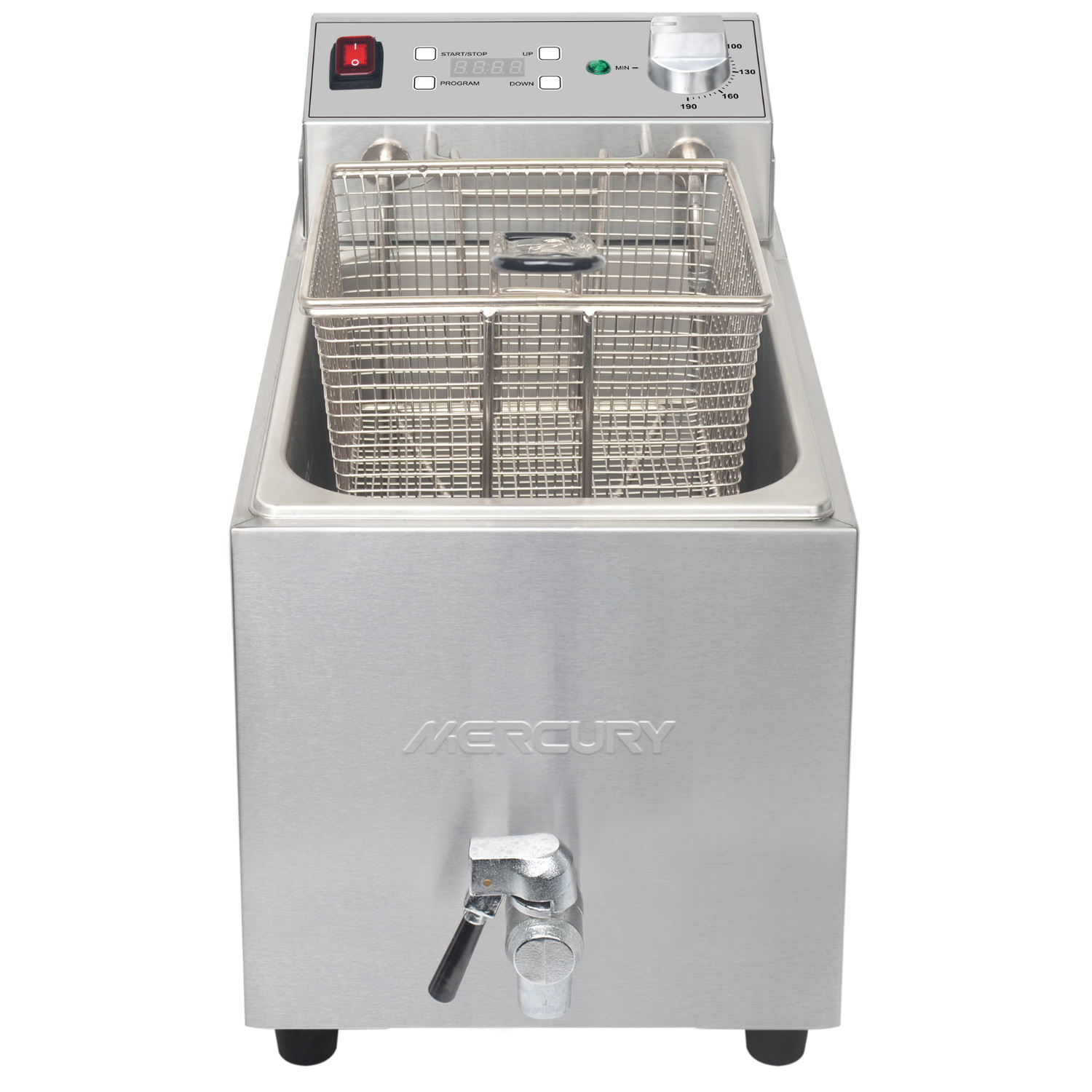 Mercury MEF-L8-SAT Countertop Electric Fryer Single Tank 8 Ltr Drain Tap & Timer