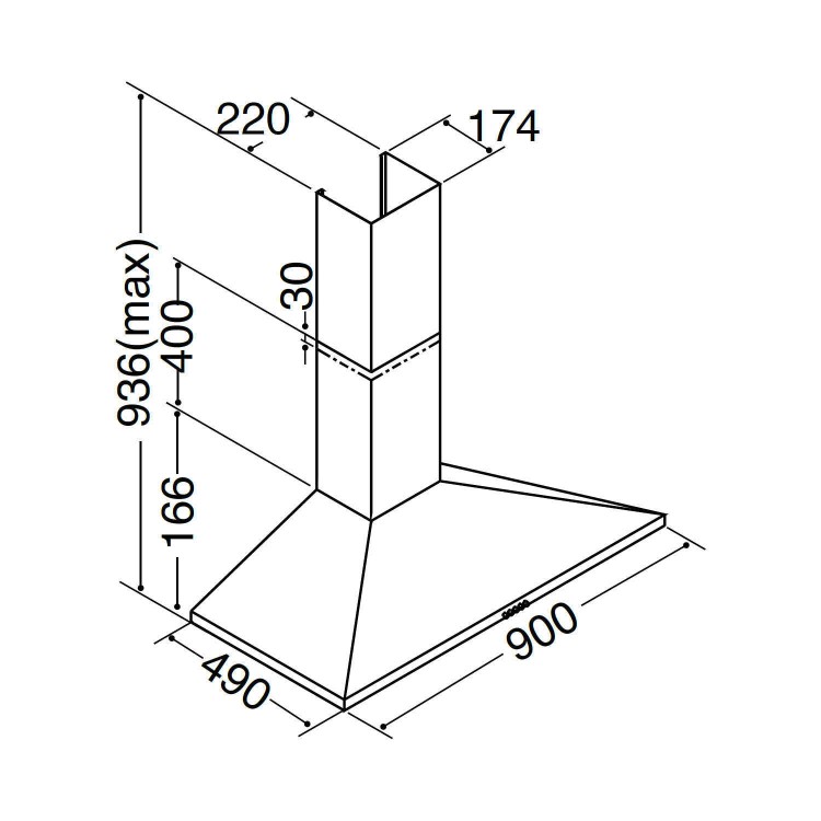 Matrix MEH901SS Standard 90cm Chimney Cooker Hood Stainless Steel