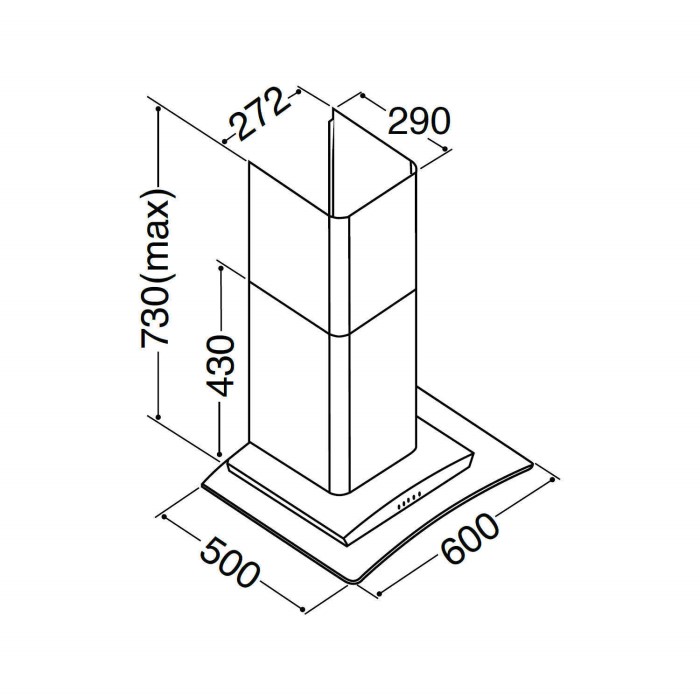 Matrix MEP601SS Curved Glass 60cm Chimney Cooker Hood Stainless Steel Appliances Direct