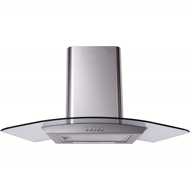Matrix 90cm Curved Glass Chimney Cooker Hood - Stainless Steel