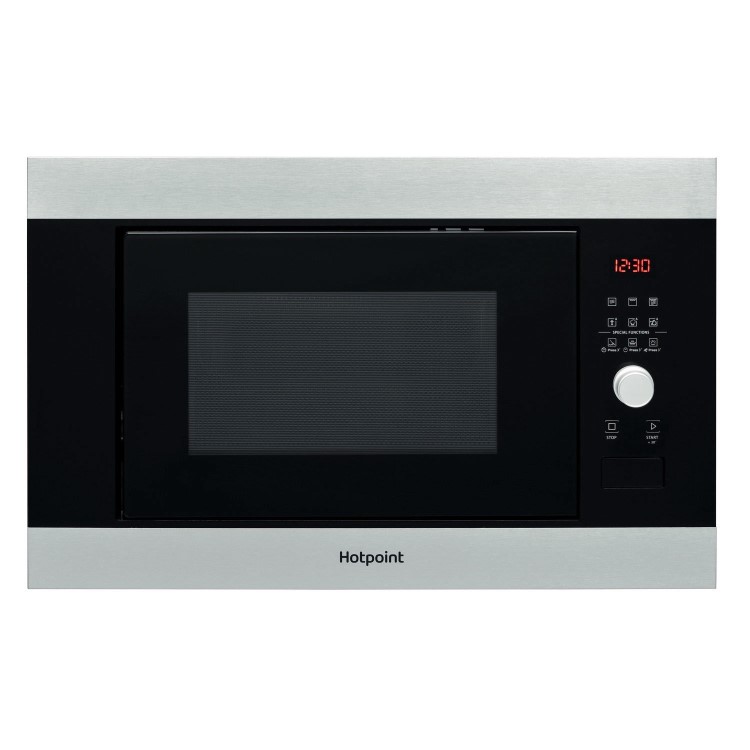 Refurbished Hotpoint MF25GIXH Built In 25L with Grill 900W Microwave Stainless Steel