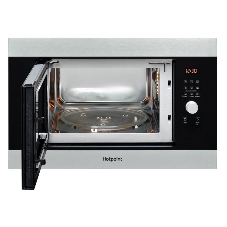 Refurbished Hotpoint MF25GIXH Built In 25L with Grill 900W Microwave Stainless Steel