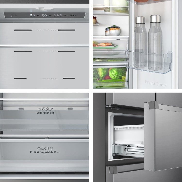 Fridgemaster Look Fridgemaster 485 Litre French Style American Fridge Freezer - Silver ...