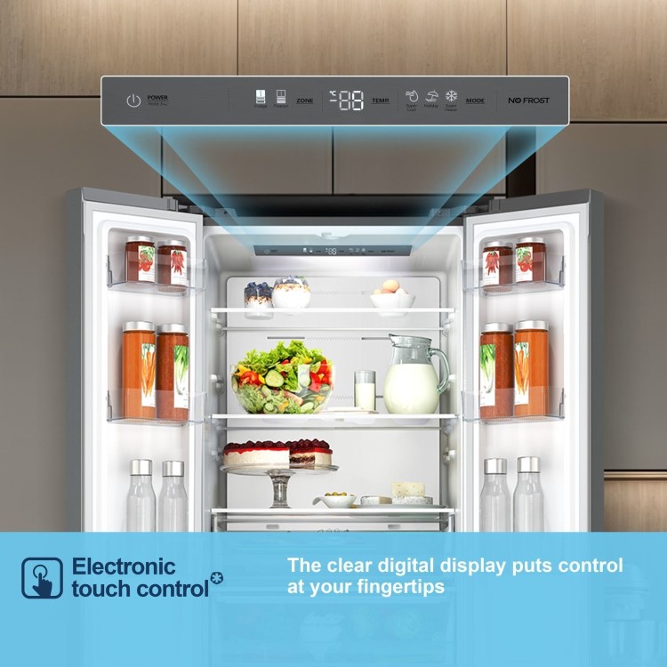 Fridgemaster 485 Litre French Style American Fridge Freezer - Silver