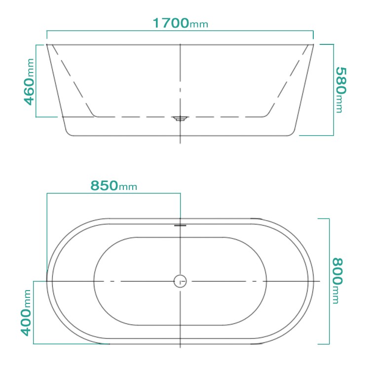Duchess Modern Round Freestanding Bath - 1700 x 800 x 580mm