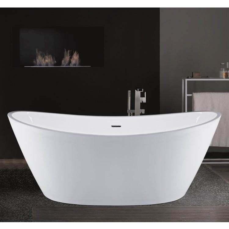 GRADE A2 - Duke Modern Curved Freestanding Bath - 1700 x 800 x 680mm