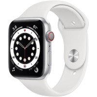 Apple Watch Series 6 GPS + Cellular - 44mm Silver Aluminium Case with White Sport Band - Regular