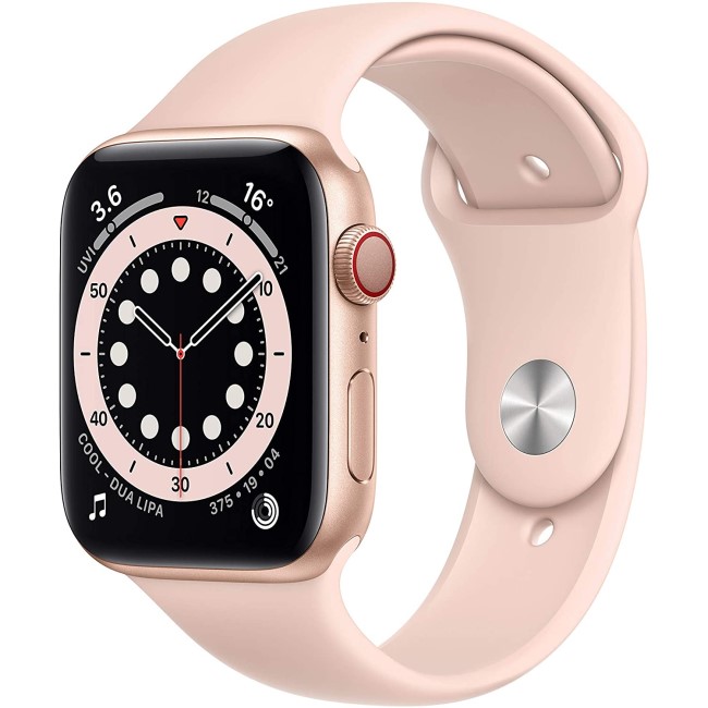 Apple Watch Series 6 GPS + Cellular - 44mm Gold Aluminium Case with Pink Sand Sport Band - Regular