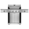 Monster Grill MG4BBQSS - 4 Burner Gas BBQ Grill with 2 Side Burners - Stainless Steel    