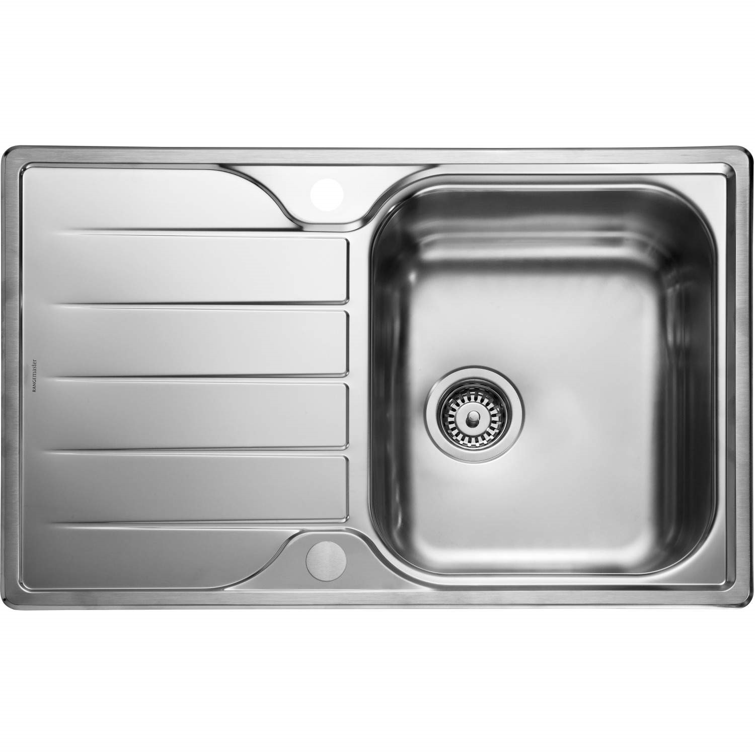 Single Bowl Inset Stainless Steel Kitchen Sink with Reversible Drainer - Rangemaster Michigan 800mm