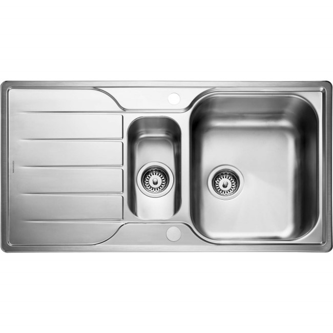 1.5 Bowl Inset Stainless Steel Kitchen Sink with Reversible Drainer - Rangemaster Michigan 950mm