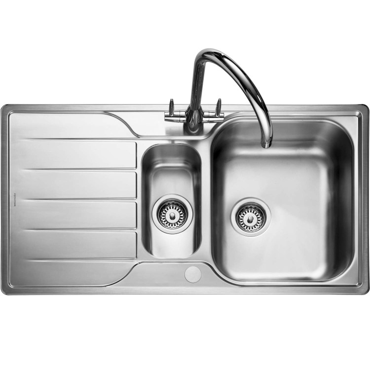 1.5 Bowl Inset Stainless Steel Kitchen Sink with Reversible Drainer - Rangemaster Michigan 950mm