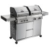 Monster Grill Double Header 4 Burner Gas BBQ Grill with Side Burner - Stainless Steel