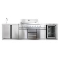 Monster Grill - Ultimate Outdoor Kitchen - 6 Burner Gas BBQ Grill with Fridge and Sink