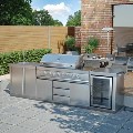 Monster Grill - Ultimate Outdoor Kitchen - 6 Burner Gas BBQ Grill with Fridge and Sink