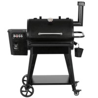 Boss Grill Pellet Smoker BBQ Grill - With Integrated Temperature Probe & Thermostat - Black Boss Grill Pellet Smoker BBQ Grill - With Integrated Temperature Probe & Thermostat - Black
