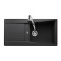 Single Bowl Inset Black Granite Kitchen Sink with Reversible Drainer - Rangemaster Mica 1000mm
