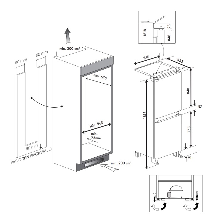 GRADE A2 - Montpellier MIFF5050F 50/50 Frost Free Integrated Fridge Freezer - White