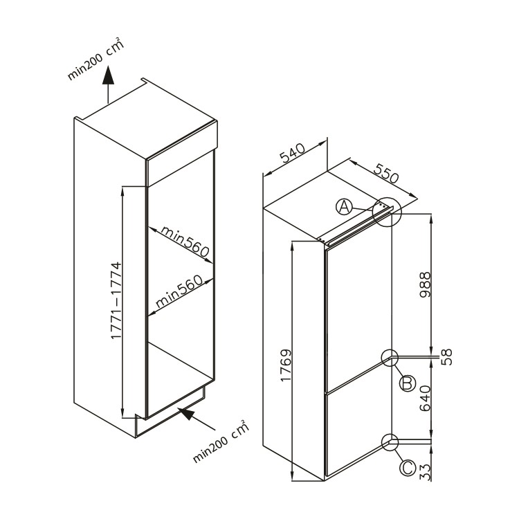 Montpellier 241 Litre 70/30 Integrated Fridge Freezer