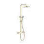 Brushed Brass Round Thermostatic Mixer Shower Set with Bath Filler Spout - Mika