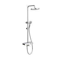 Chrome Round Thermostatic Mixer Shower Set with Bath Filler Spout - Mika Chrome Round Thermostatic Mixer Shower Set with Bath Filler Spout - Mika