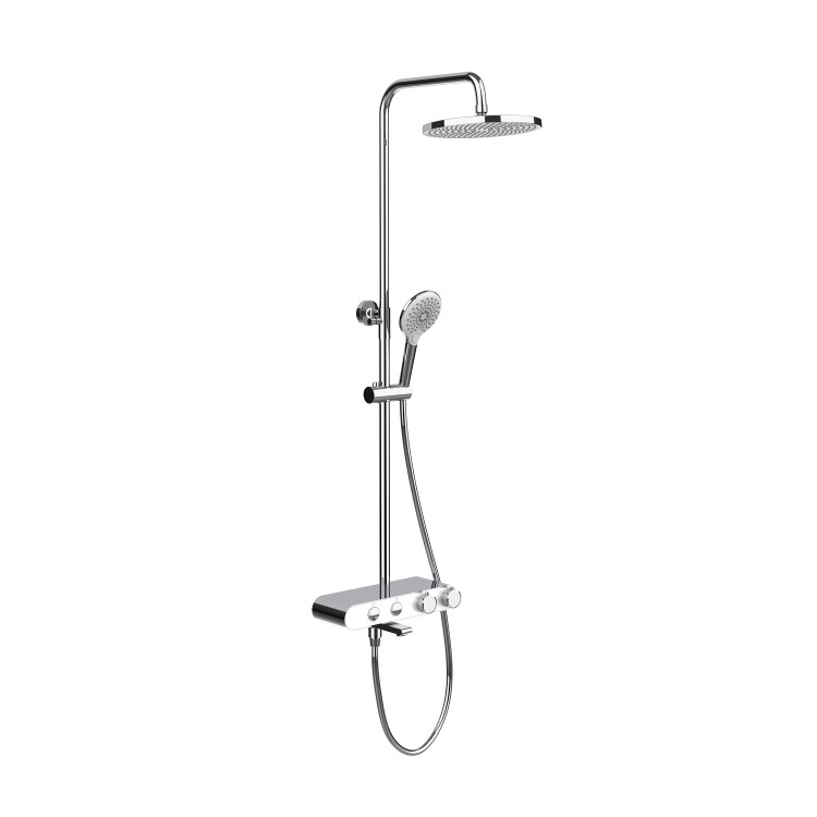 Chrome Round Thermostatic Mixer Shower Set with Bath Filler Spout - Mika