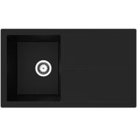 Rocklite Milton Single Bowl Inset Black Composite Kitchen Sink with Reversible Drainer