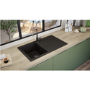 Rocklite Milton Single Bowl Inset Black Composite Kitchen Sink with Reversible Drainer