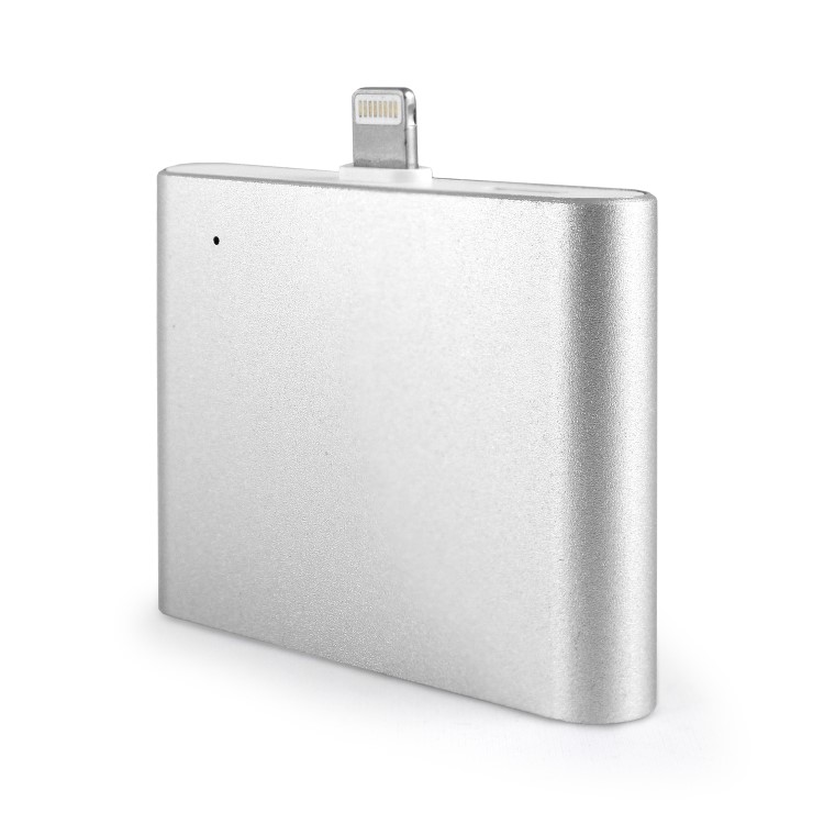 Plug & Go Wire-Free Mini Power Bank With Built In Lightning Connector 1000mAh Silver 