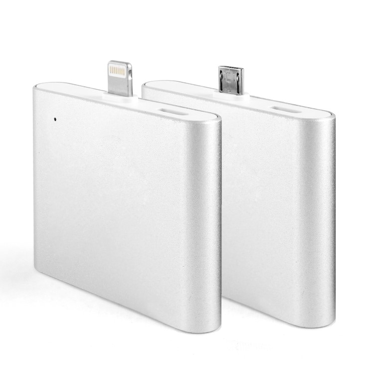 Plug & Go Wire-Free Mini Power Bank With Built In Lightning Connector 1000mAh Silver 