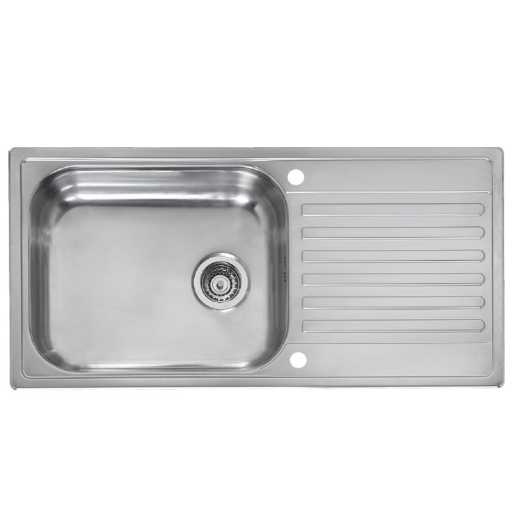 Single Bowl Inset Chrome Stainless Steel Kitchen Sink with Reversible Drainer - Reginox